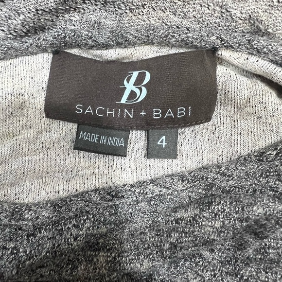 Anthropologie Sachin + Babi Blouson Antonia Gray Maxi Dress Surplice Back Size 4 - Picture 7 of 7